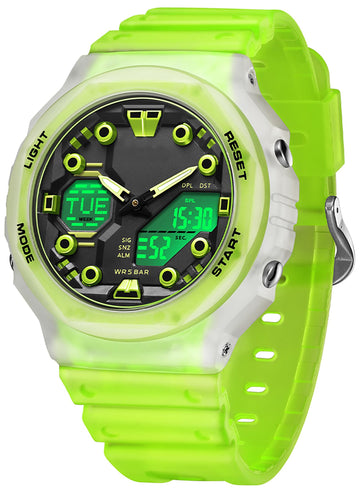 Findtime Sport Watches for Men Women,Digital Analog 5ATM Waterproof Watch with Countdown Alarm 12/24H World Time Stopwatch
